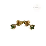 Aretes Topitos Mini Diopsido 2mm Oro 18K