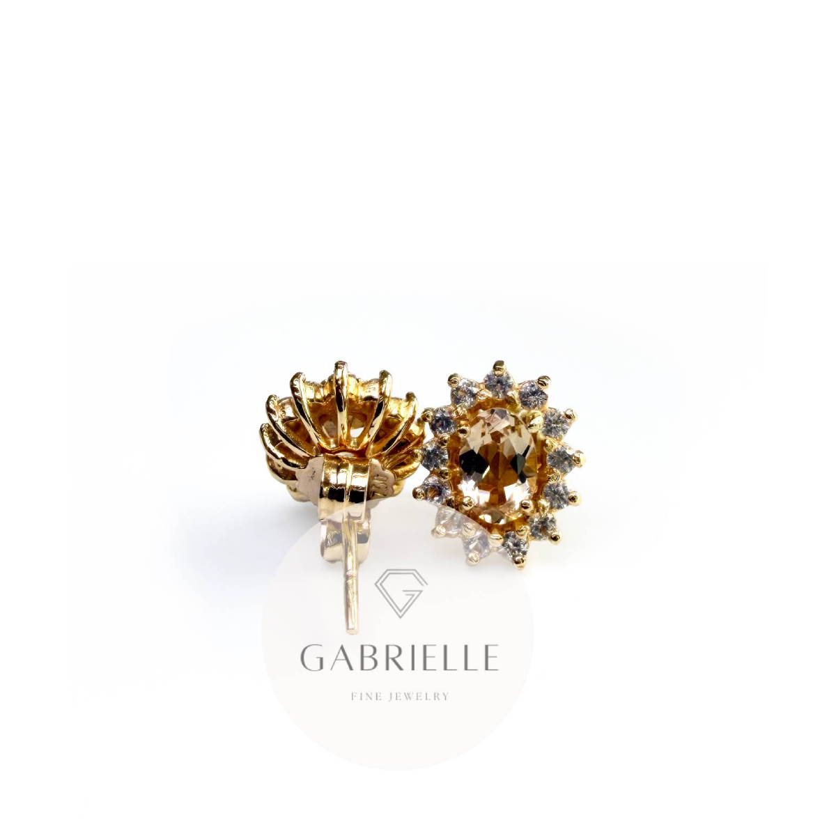 Aretes-Topitos-Flor-Morganita-con-Zafiros-Blancos 10x9mm-Oro-18k-2